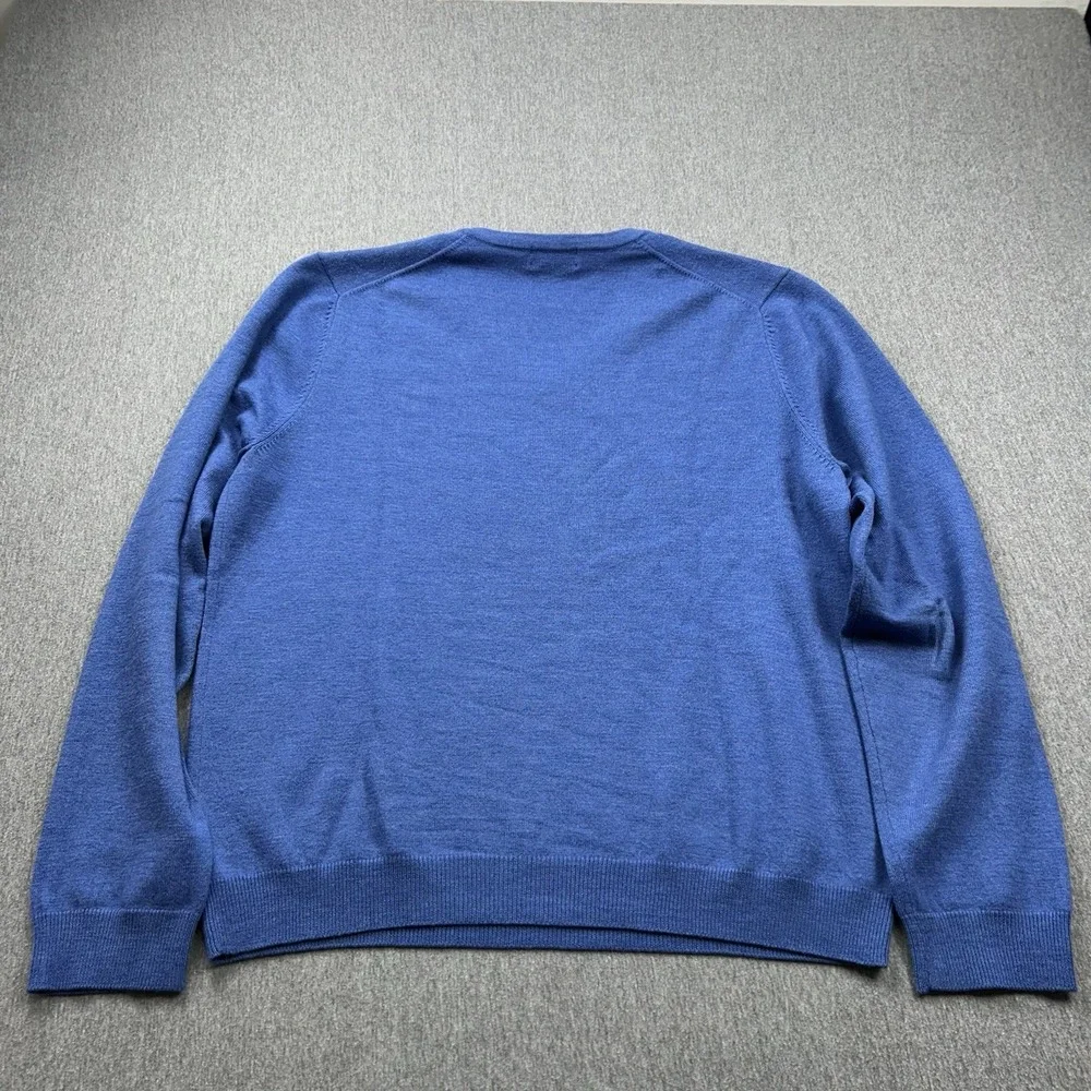 Brooks Brothers 346 Merino Wool Blend Mens Large Blue VNeck Sweater Long Sleeve - Picture 10 of 11